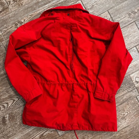 Vtg Chore‎ jacket Coat Womens M Classic Red Field Barn Pockets Drawstring Zip - Picture 8 of 8